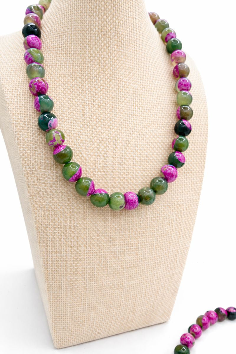 Neon Bloom Fire Agate Necklace