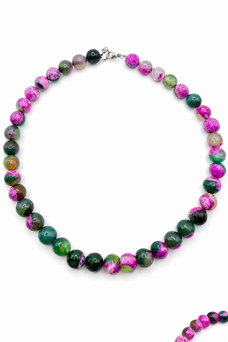 Neon Bloom Fire Agate Necklace