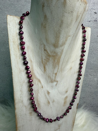Natural Electroplated Freshwater Pearl Necklace | 18" Handmade Pearl Necklace | Boutique Jewelry | Gift for Her | Velvet Evening