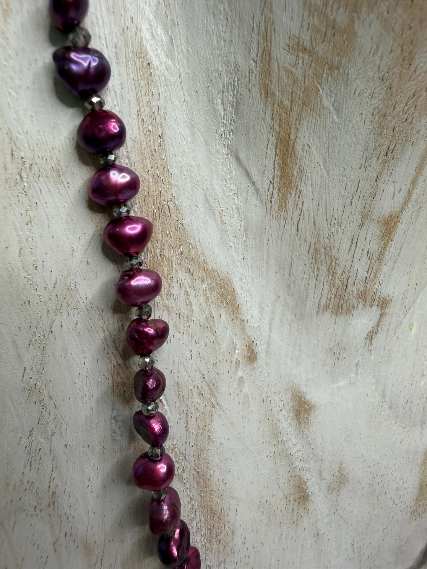 Natural Electroplated Freshwater Pearl Necklace | 18" Handmade Pearl Necklace | Boutique Jewelry | Gift for Her | Velvet Evening