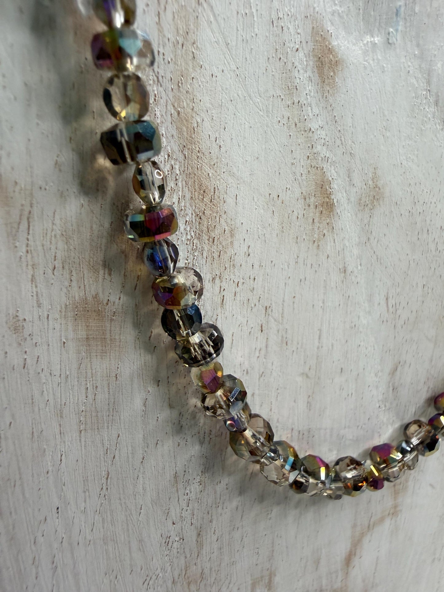 18" Crystal Necklace | Handmade Iridescent Crystal Necklace | Minimalist Statement Necklace | Boutique Jewelry | Smoke and Mirrors  Necklace