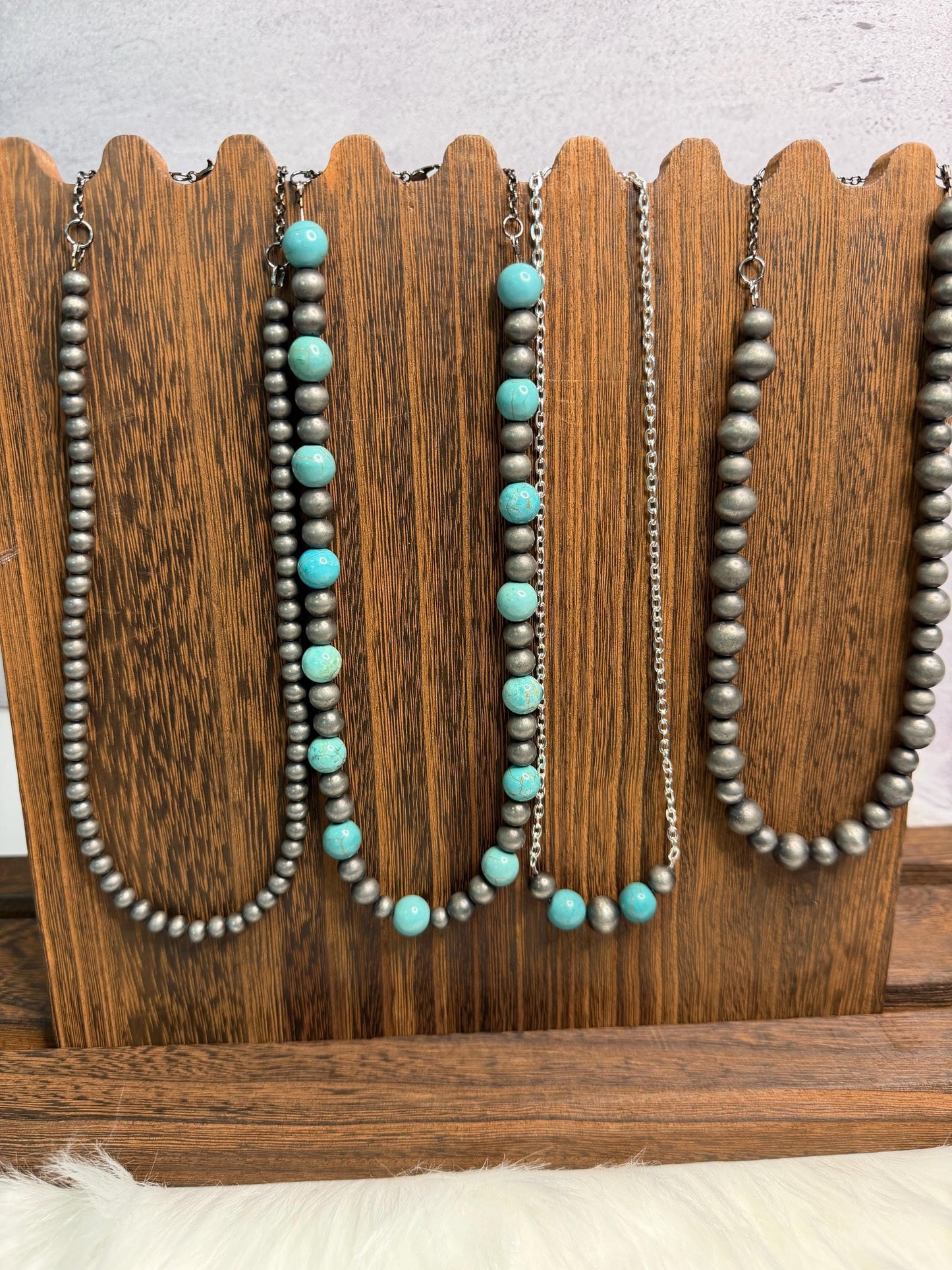 Silver Beaded Necklace | Western Navajo Pearl Style Necklace | 18" Layering Necklace | Cowgirl Jewelry | Gift for Her | Westward Necklace