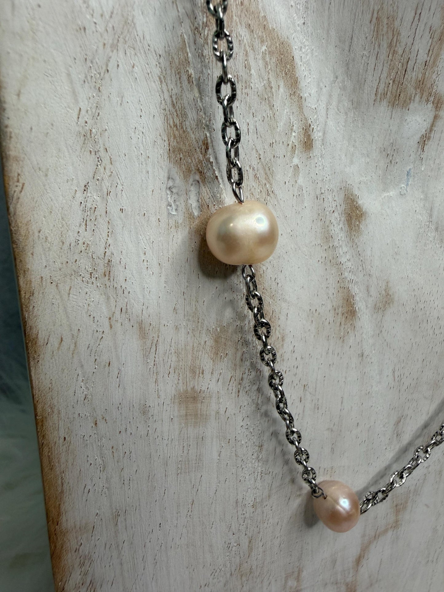 Natural Freshwater Pearl Necklace | Floating Pearl Chain Necklace | Handmade Minimalist Pearl Jewelry | Gift for Her | Sunday Best Necklace