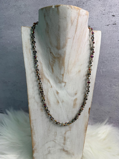 18" Crystal Necklace | Handmade Iridescent Crystal Necklace | Minimalist Statement Necklace | Boutique Jewelry | Smoke and Mirrors  Necklace