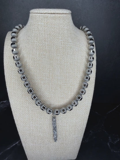 Silver Frost Spark Drop Necklace
